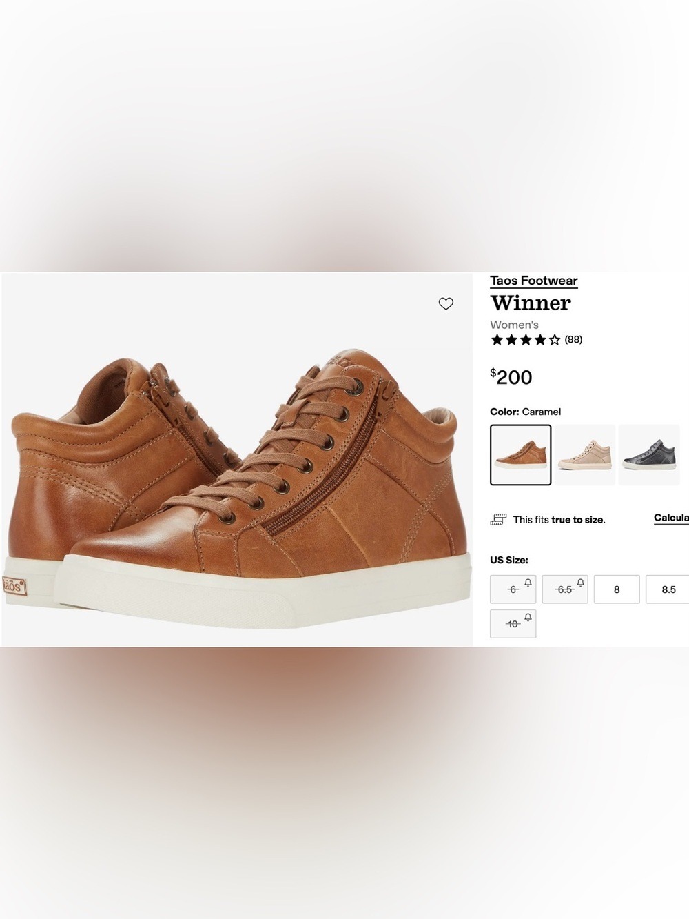Taos Winner Leather High Top Sneaker Caramel - Picture 13 of 13